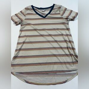 LuLaRoe Small Christy-Tee Striped V-Neck Women's Top